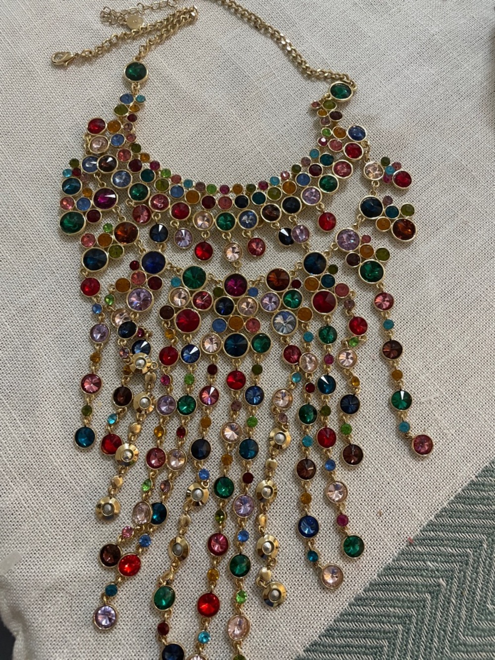 Gold-Tone Multicolor Fringe Bib Necklace - Women Jewelry